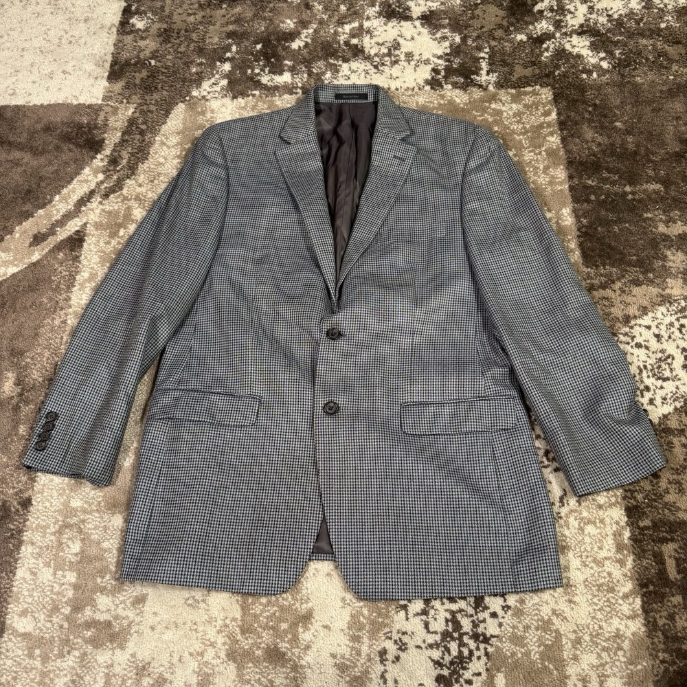 Lauren Ralph Lauren Men's 42L Gray Houndstooth Blazer Wool Silk Sport Coat